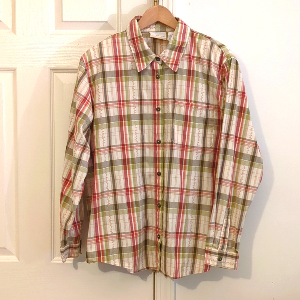 Alfred Dunner button down size 18W floral embroidery